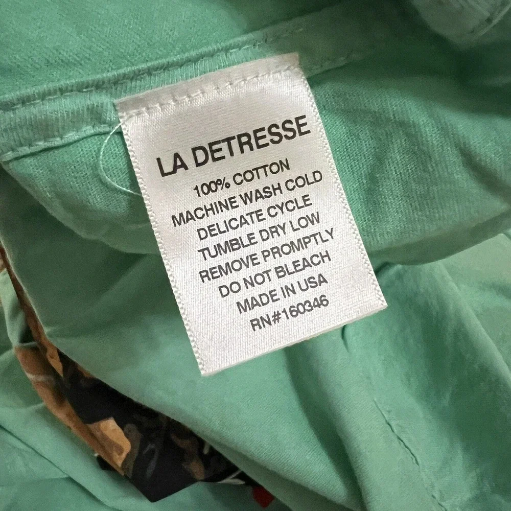 La Detresse Womens NWT Sz L Thin Mint Green Panic O'Clock Short Slv T Shirt $160 - Picture 4 of 6